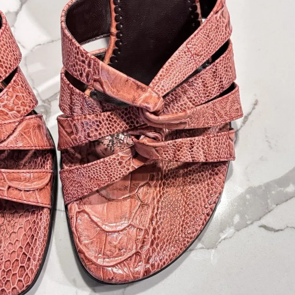 Franco Sarto Coral Snake Embossed Slide Slip on Sandals Heels Women's Size 8M - Picture 6 of 12